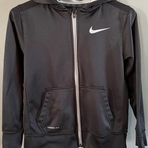 Nike YL zip up hoodie. Black and gray. Great condition.